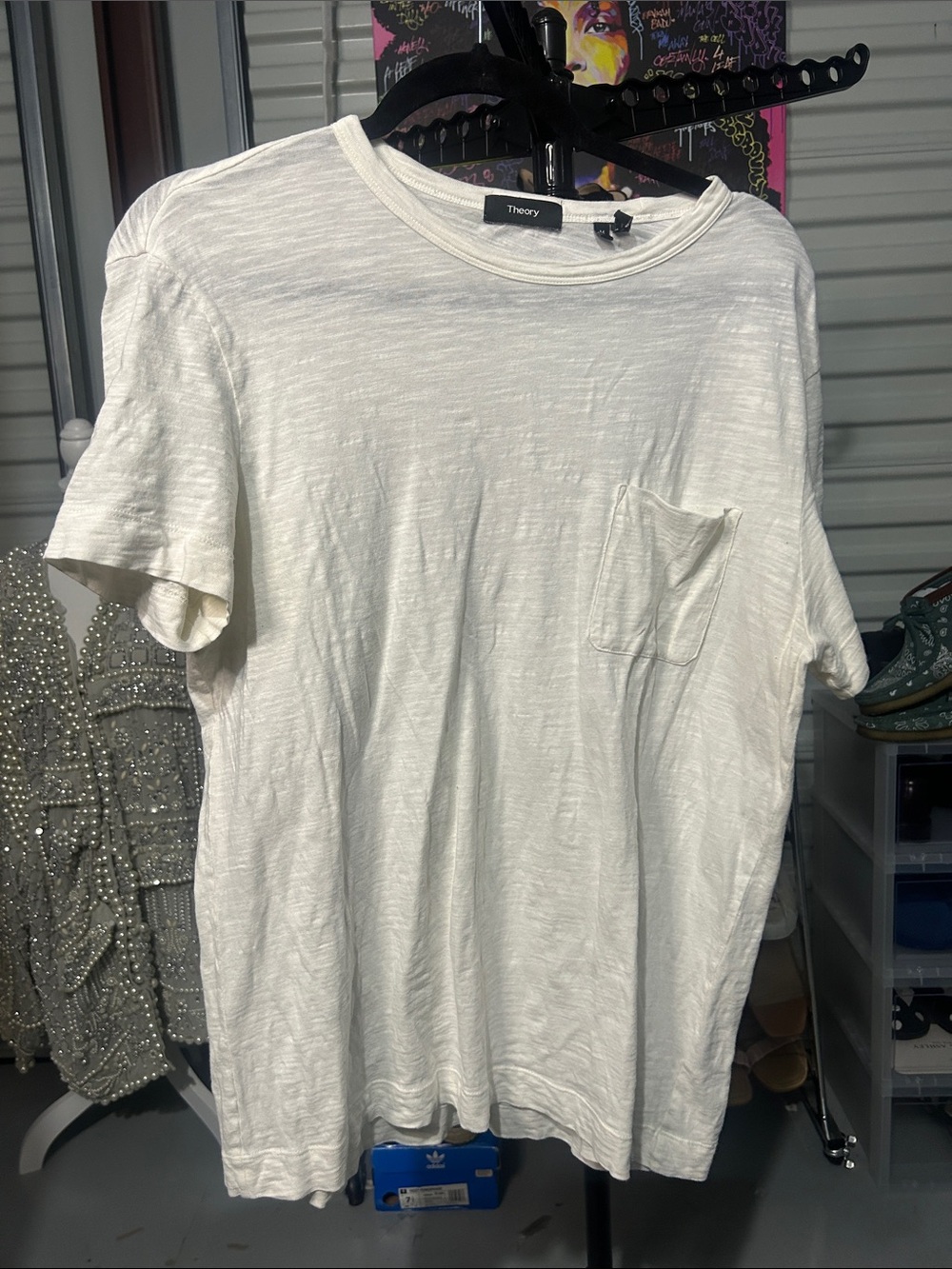 Theory White Short-Sleeve Pocket Tee